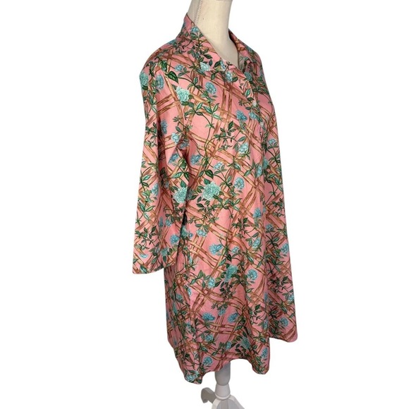 NWT Marigold By Victoria Dunn Pink Floral Print‎ Peasant Mini Shirt Dress Sz XL - Picture 4 of 11